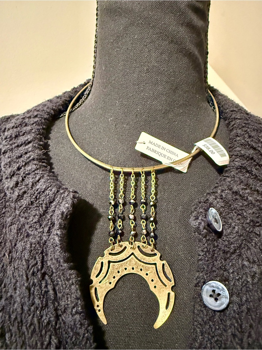 Free People Ariana Ost Beaded Crescent Moon Choker